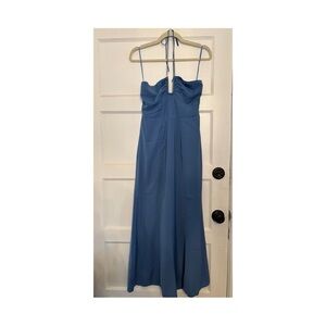 Abercrombie & Fitch Strapless Blue Maxi Dress with Halter Tie